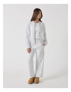Amber Fleece Bomber in Grey