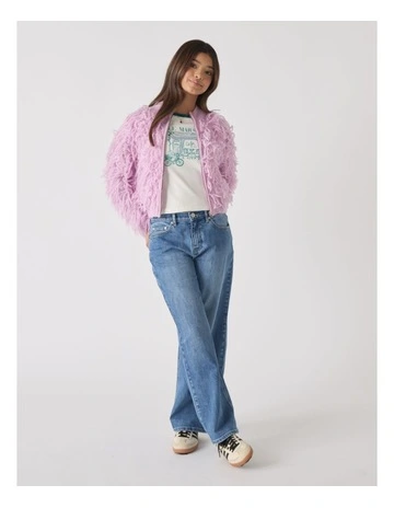 Priscilla Shaggy Jacket in Purple