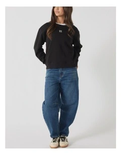 Cropped Sweat Top in Black