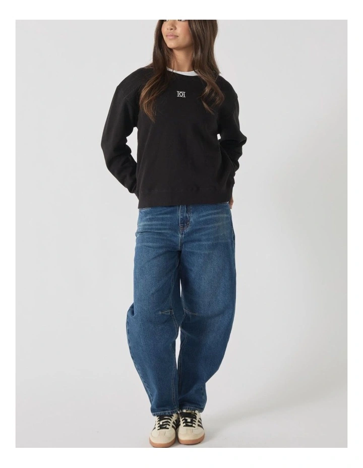 Cropped Sweat Top in Black image 1