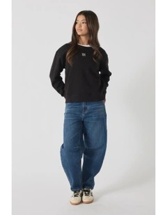 Cropped Sweat Top in Black