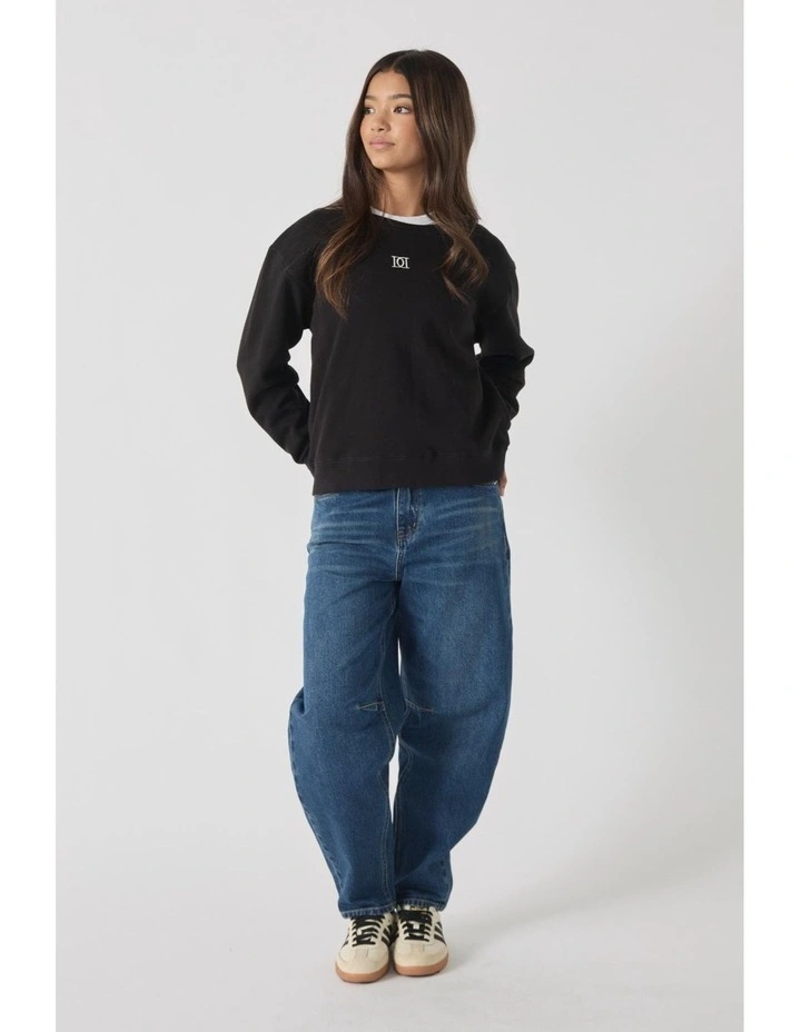 Cropped Sweat Top in Black image 1