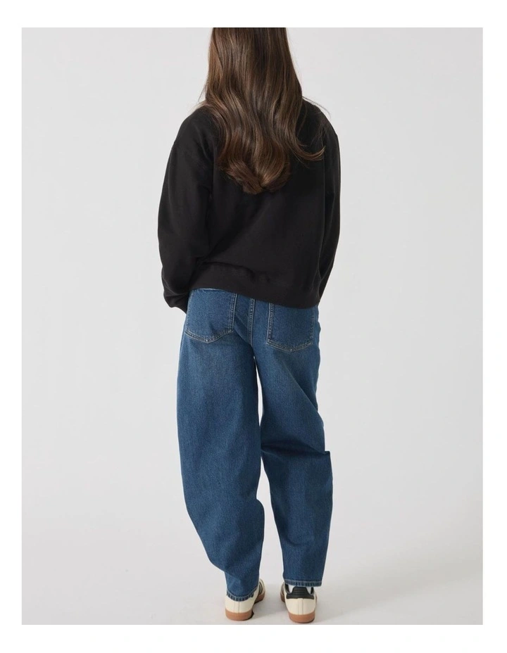 Cropped Sweat Top in Black image 2