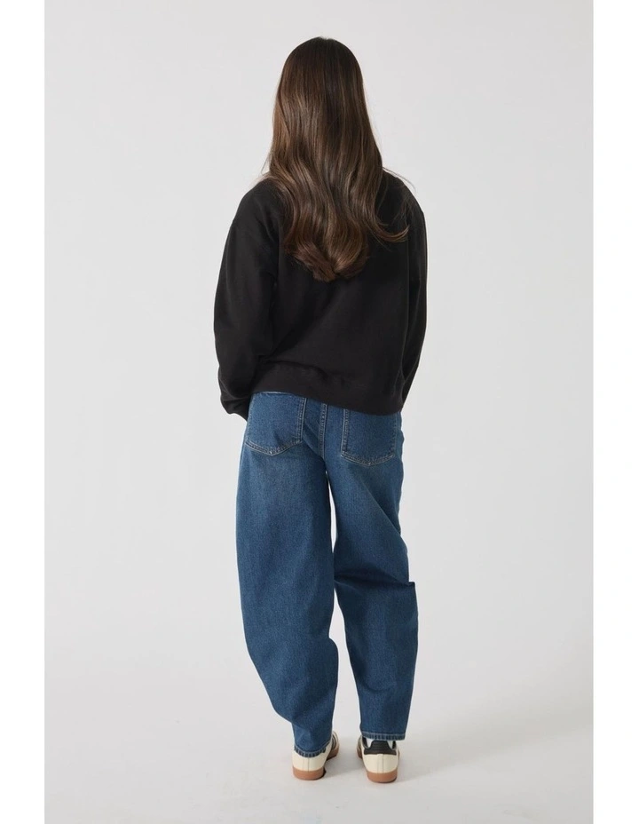 Cropped Sweat Top in Black image 2
