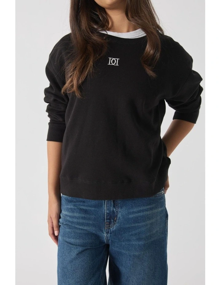 Cropped Sweat Top in Black image 3
