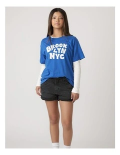 Emma Cuff Denim Short in Black