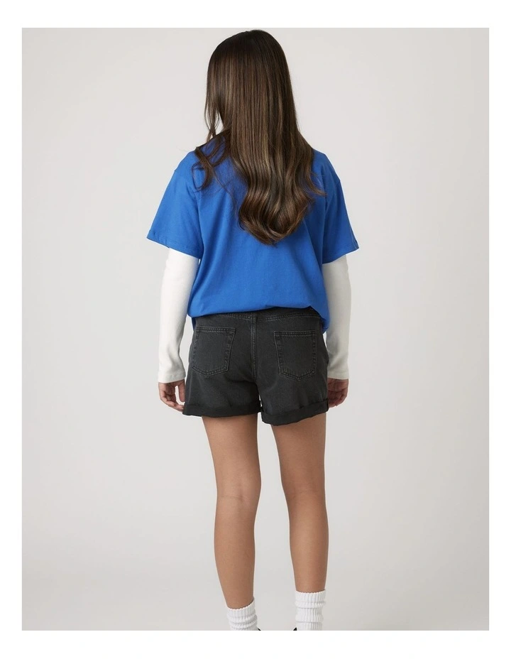 Emma Cuff Denim Short in Black image 2