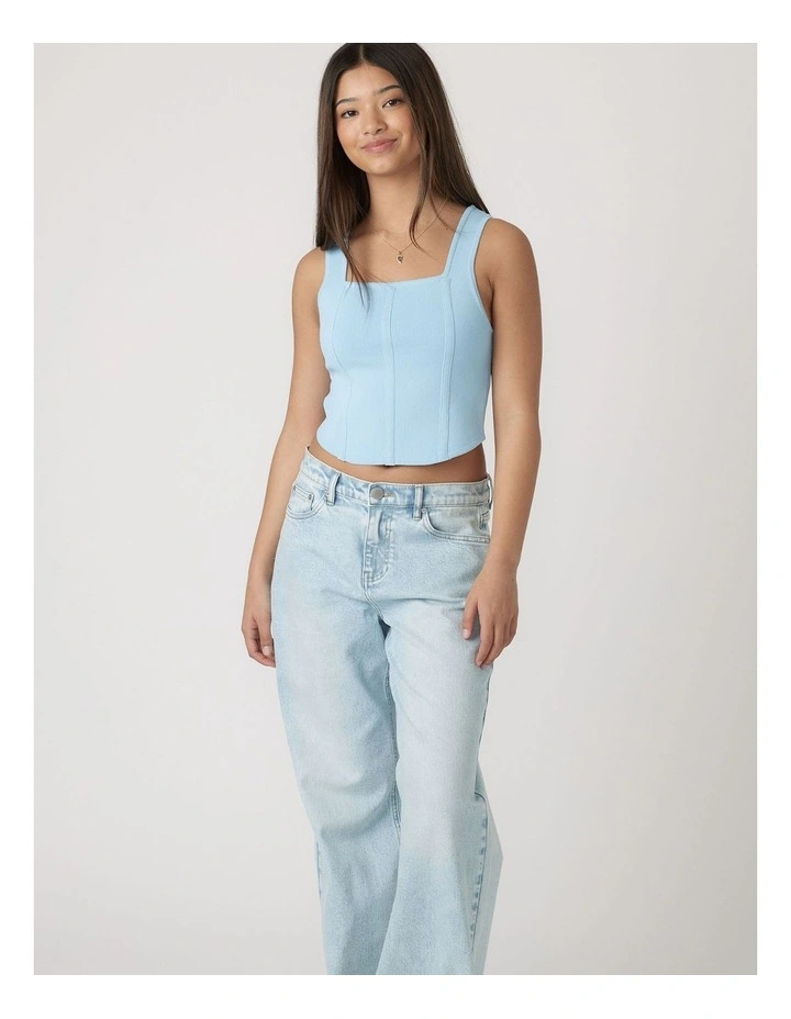 Mia Knit Corset Top in Blue image 1