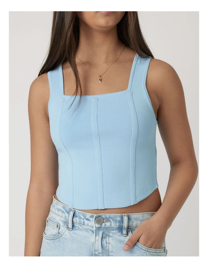 Mia Knit Corset Top in Blue image 3