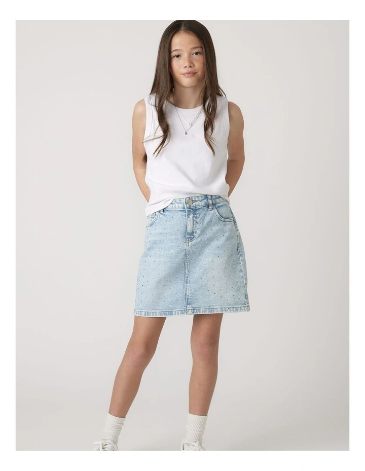 Embellished Denim Skirt in Blue image 1