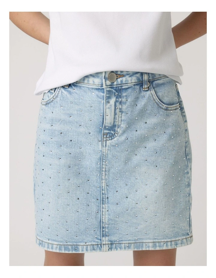 Embellished Denim Skirt in Blue image 3