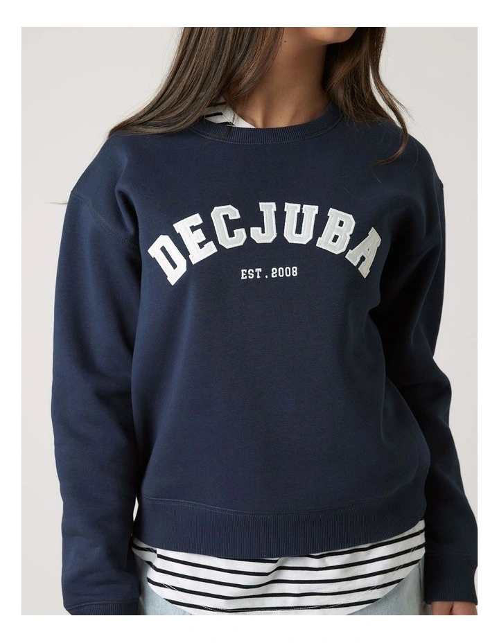 Logo Sweat Top in Blue image 3