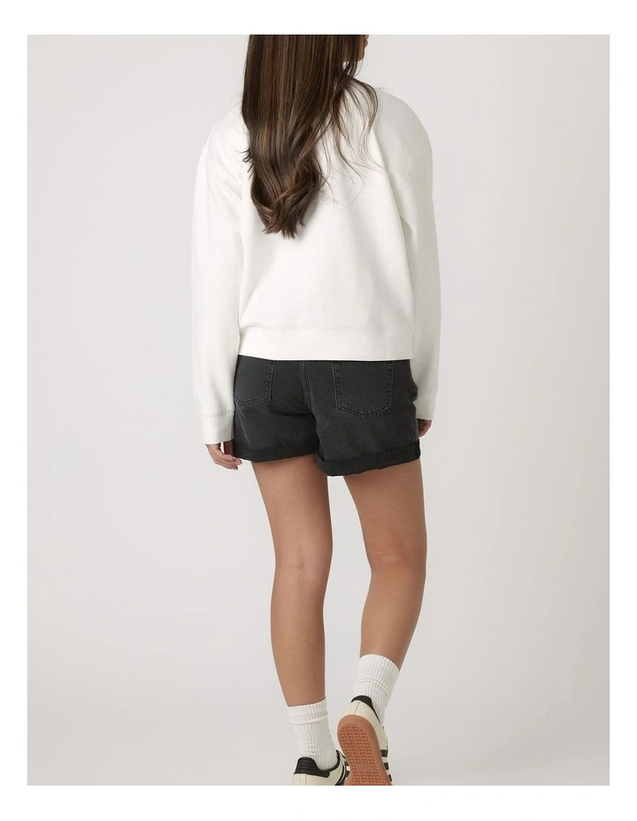 Logo Sweat Top in Cream image 2