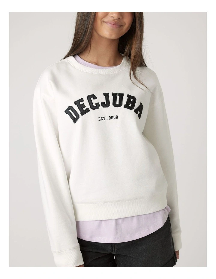 Logo Sweat Top in Cream image 3