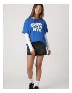 Girls Brooklyn Band Tee in Blue