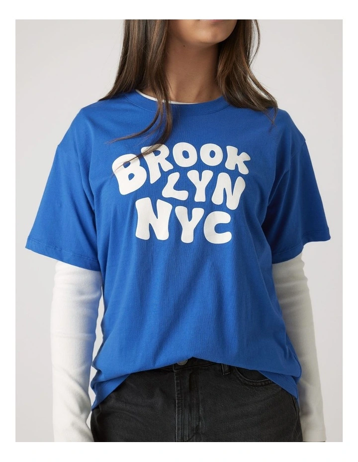 Girls Brooklyn Band Tee in Blue image 3