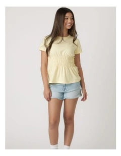 Smocked Tee in Yellow