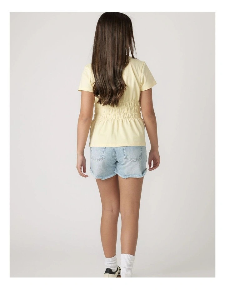 Smocked Tee in Yellow image 2
