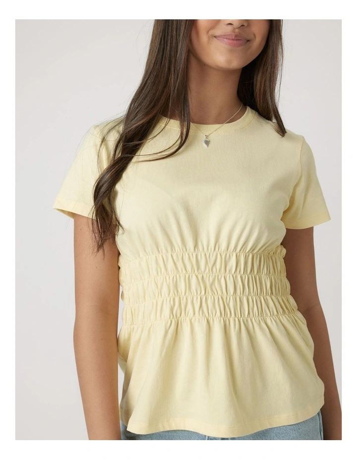 Smocked Tee in Yellow image 3