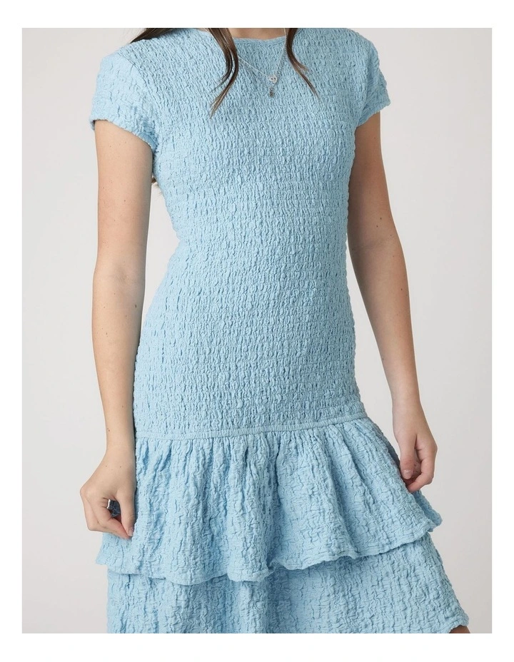 Girls Alessia Shirred Dress in Blue image 3