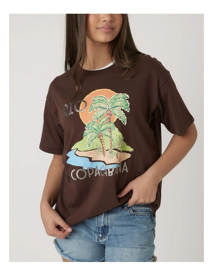 Rio Oversized Tee in Brown image 3