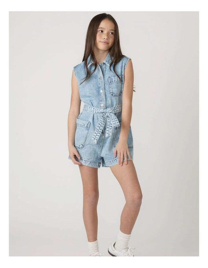Samara Denim Playsuit in Blue image 1