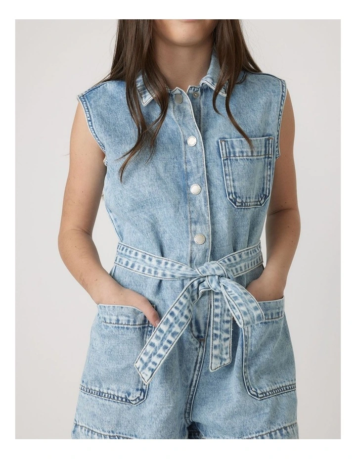 Samara Denim Playsuit in Blue image 3