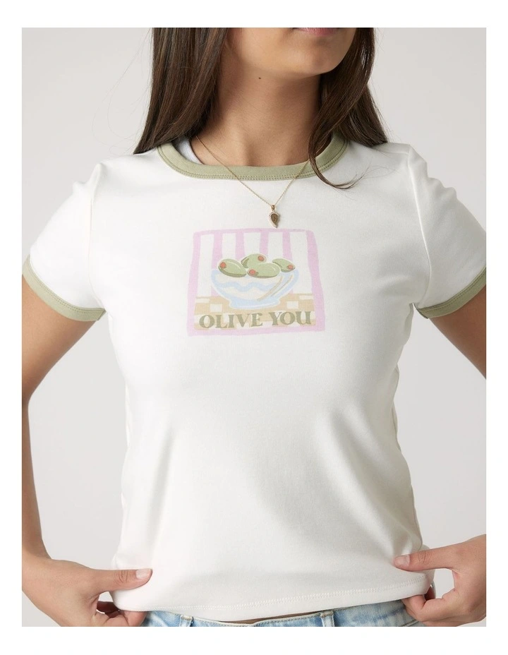 You Ringer Tee in Cream image 3