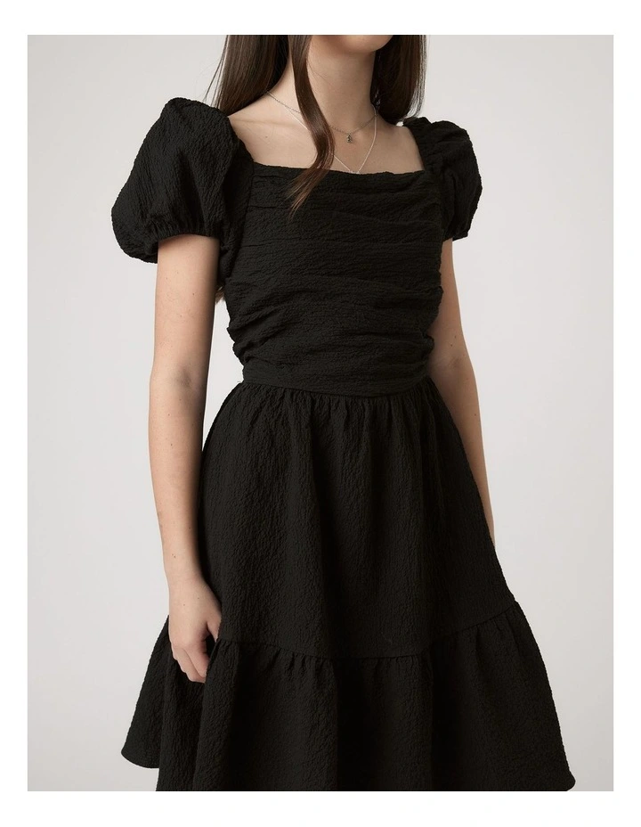 Evie Textured Mini Dress in Black image 3