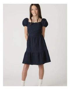 Evie Textured Mini Dress in Blue