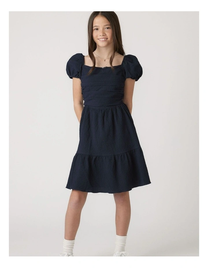 Evie Textured Mini Dress in Blue image 1
