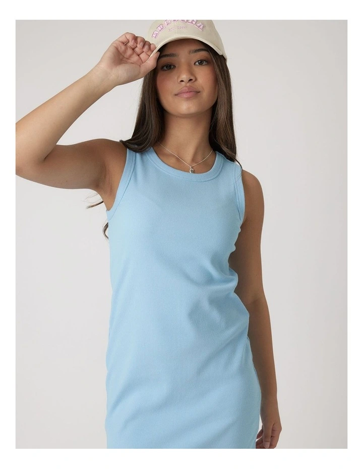 Harper Rib Tank Dress in Blue image 3