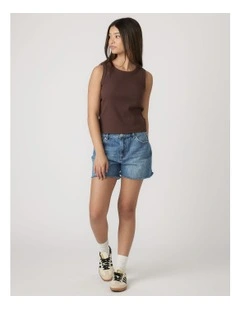Harper Logo Tank in Chocolate