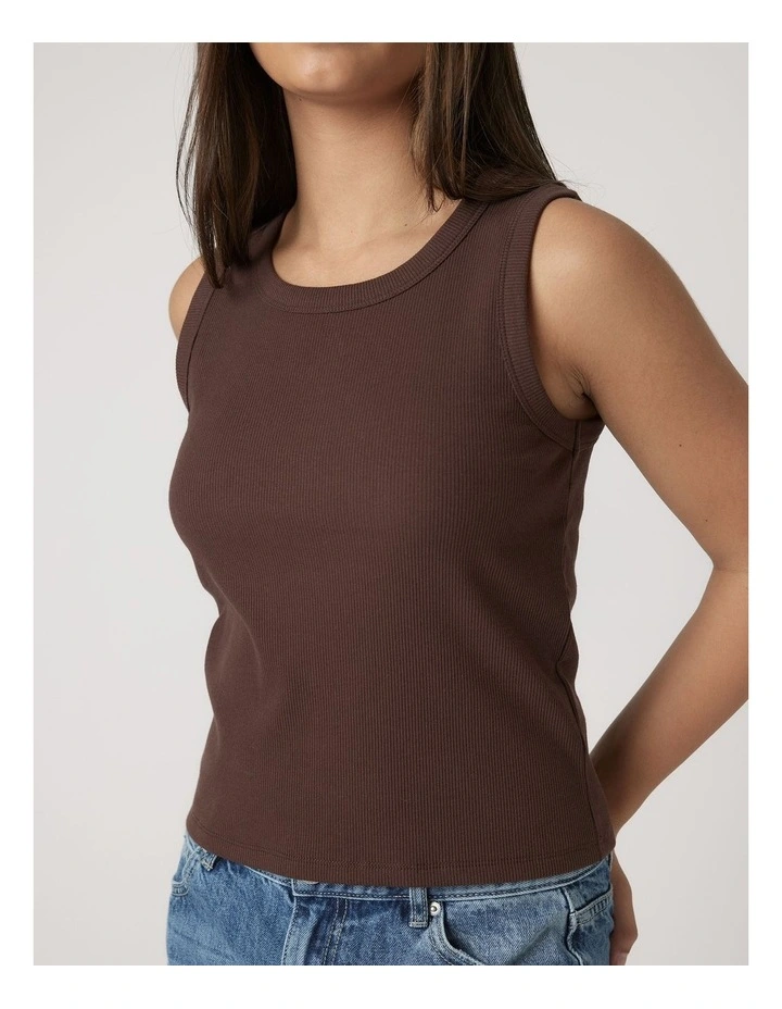 Harper Logo Tank in Chocolate image 3
