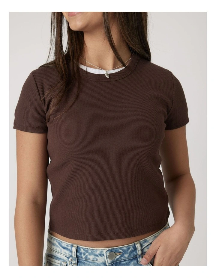 Harper Crop Tee in Chocolate image 3