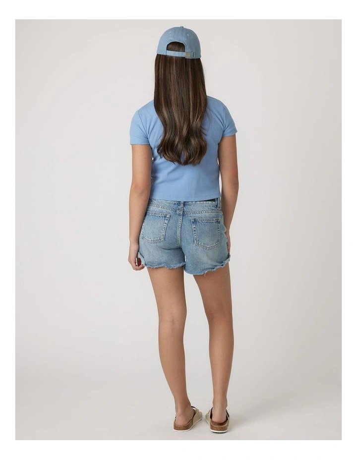Harper Crop Tee in Dusty Blue image 2