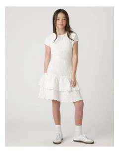 Alessia Shirred Dress in Vanilla