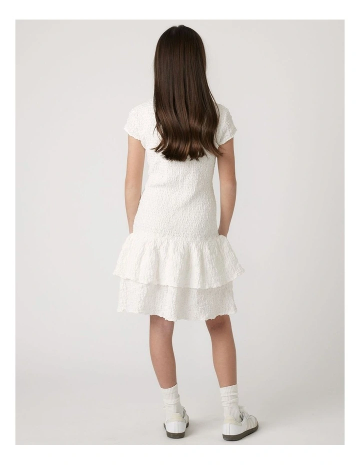 Alessia Shirred Dress in Vanilla image 2