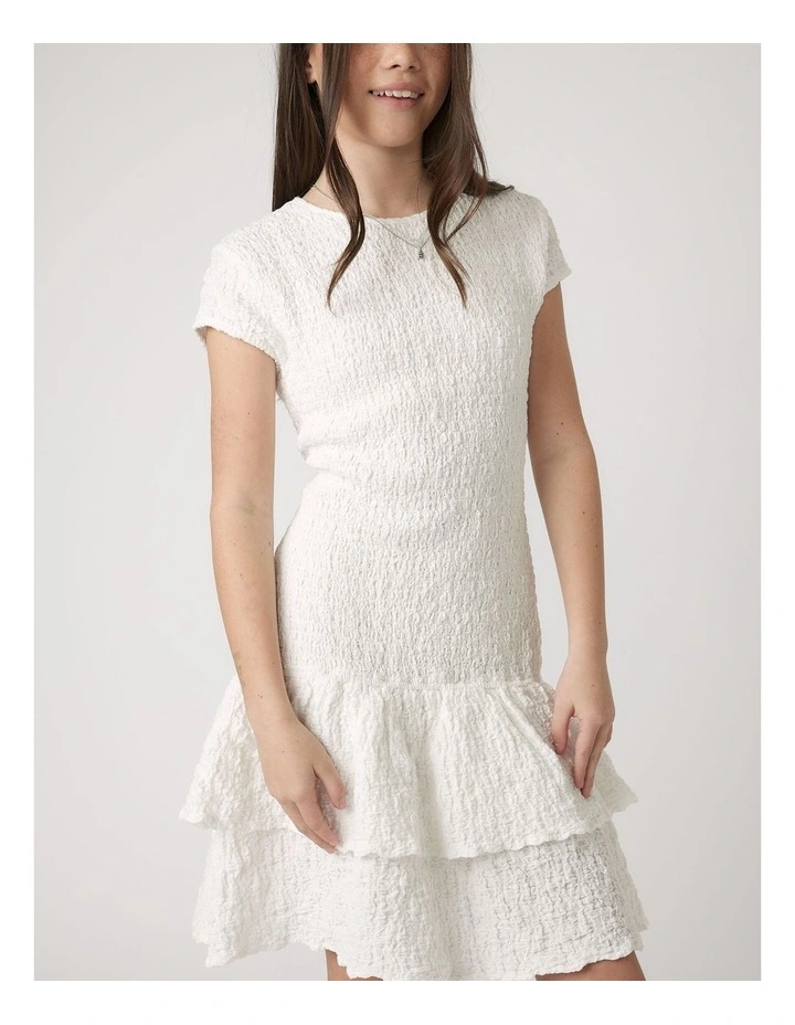 Alessia Shirred Dress in Vanilla image 3