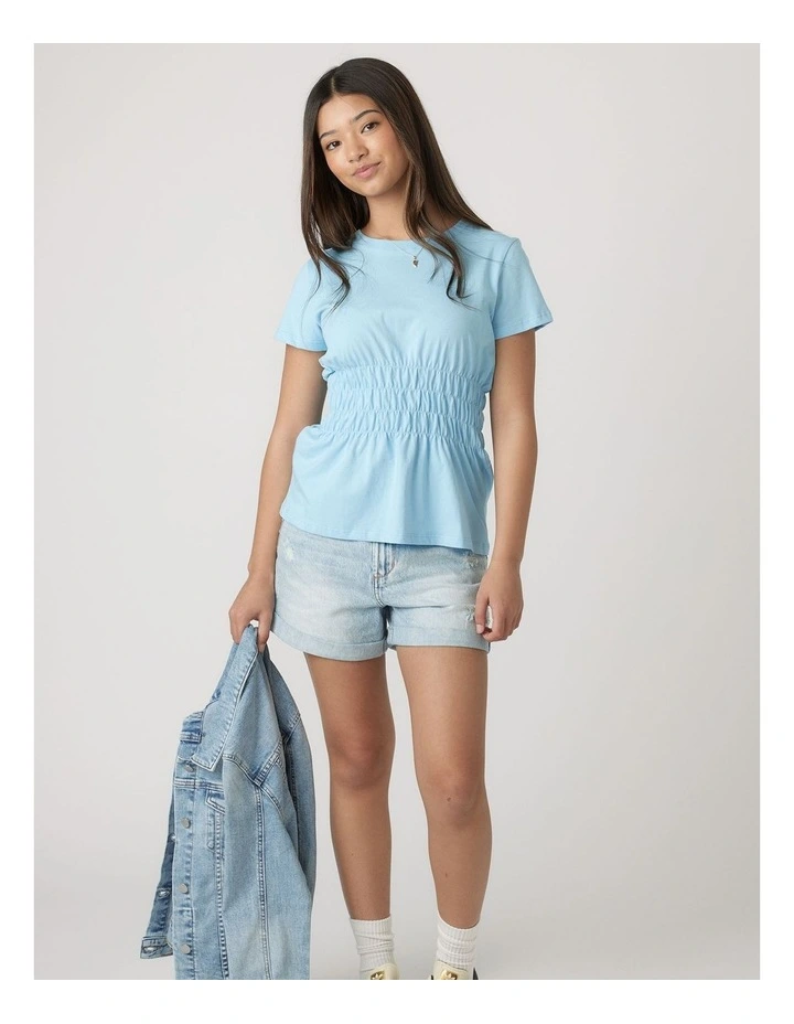Smocked Tee in Blue image 1