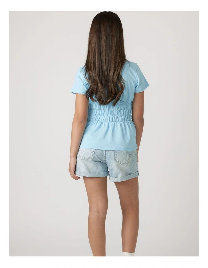 Smocked Tee in Blue image 2