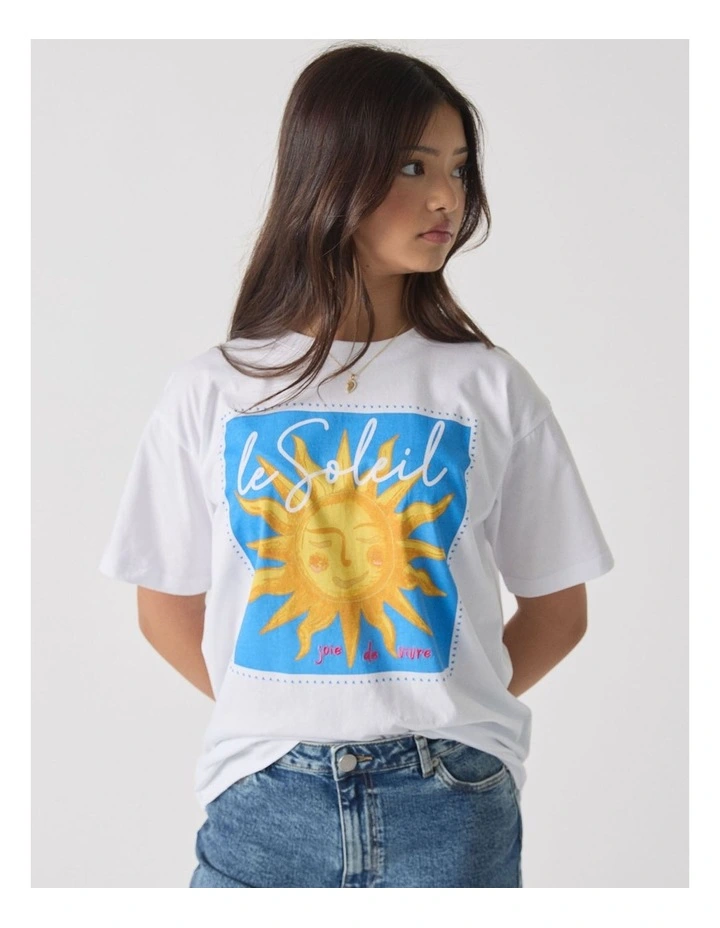 Le Soleil Oversized Tee in White image 3