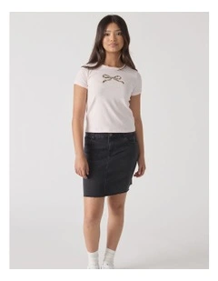 Mini Bow Ringer Tee in Pink