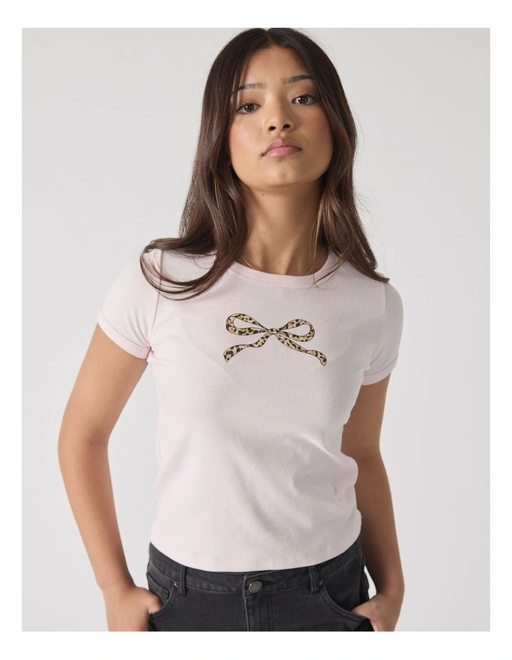 Mini Bow Ringer Tee in Pink image 3