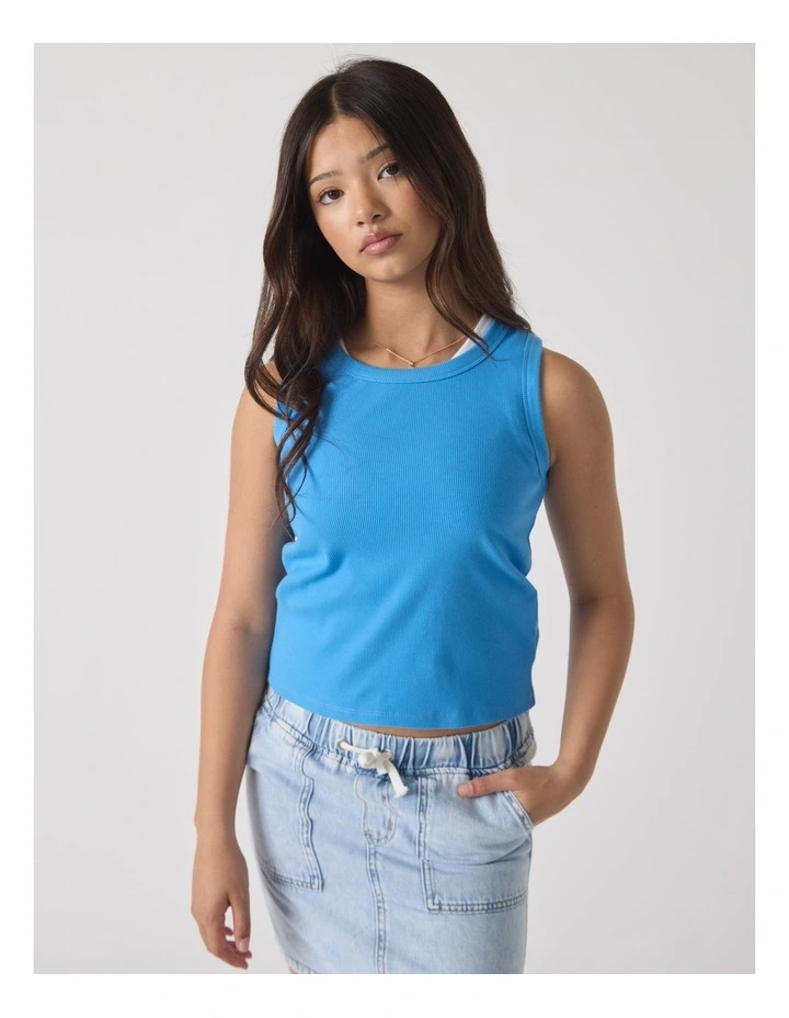 Harper Logo Tank in Blue image 3
