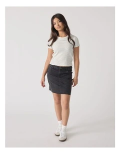 Harper Crop Stripe Tee in White