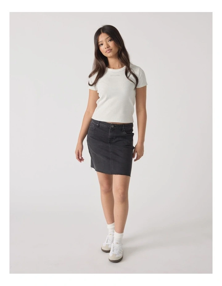 Harper Crop Stripe Tee in White image 1