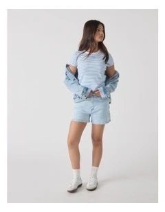 Harper Crop Stripe Tee in Blue