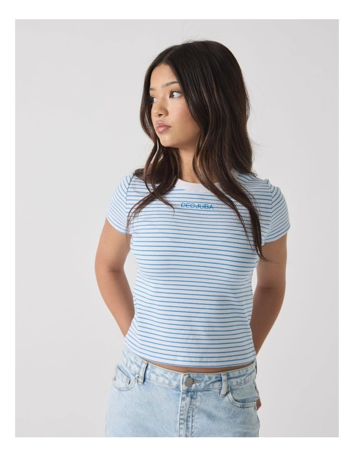 Harper Crop Stripe Tee in Blue image 3