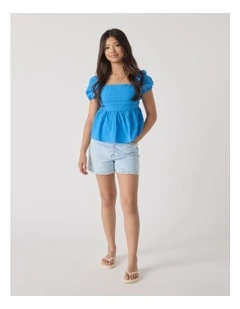Melody Puff Sleeve Top in Blue
